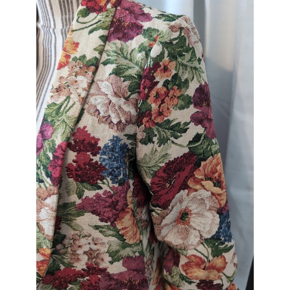 Vintage Style Floral Tapestry Brocade Blazer Scrunch Sleeves  M Y2K 90's NWT - Picture 4 of 14